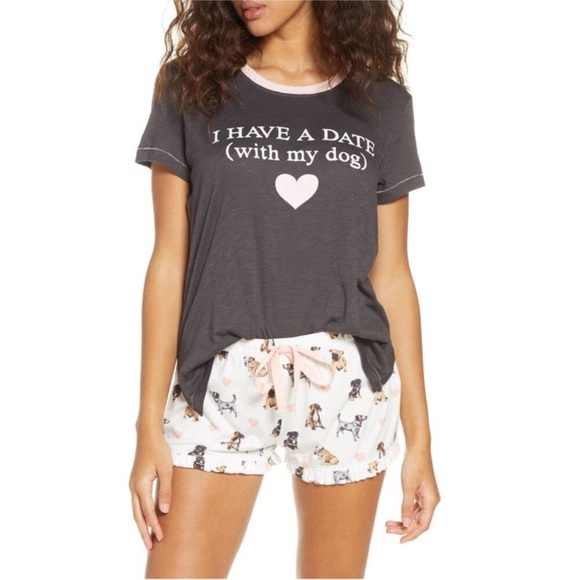 P.J. Salvage Womens I Have A Date with my dog Pajama Sleep T-shirt Grey Size XS - Picture 12 of 13